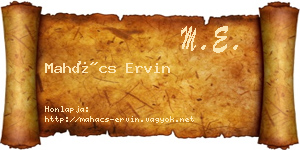 Mahács Ervin névjegykártya