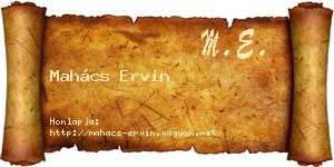 Mahács Ervin névjegykártya